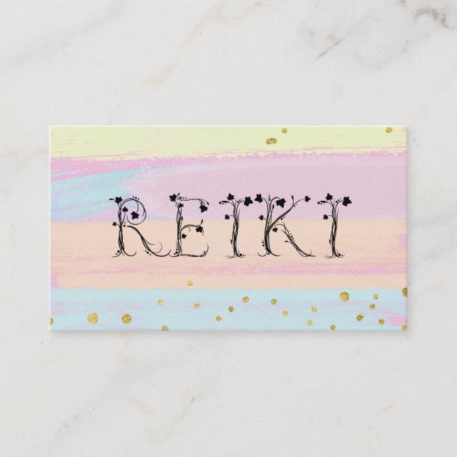 Carte De Visite *~* REIKI Ivy Typographie Abstraite Pastel (Devant)