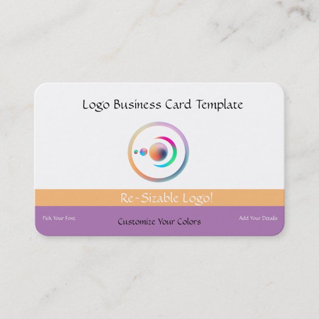 Carte De Visite Reiki Logo Rainbow Crescent Lune & Planètes (Devant)