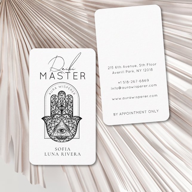 Carte De Visite Reiki Master Hamsa Hand Evil Eye Yoga Therapist (Reiki Master Hamsa Hand Evil Eye Yoga Therapist Business Card)