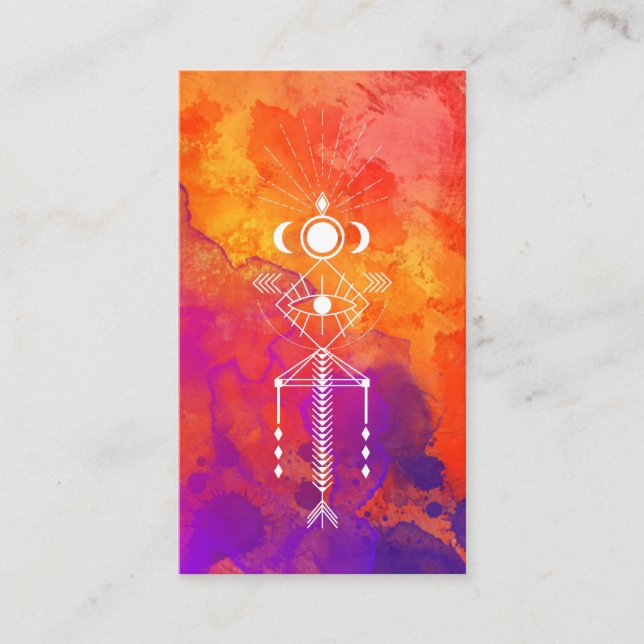 Carte De Visite *~* Reiki Orange Purple Tribal Aztec Primal (Devant)