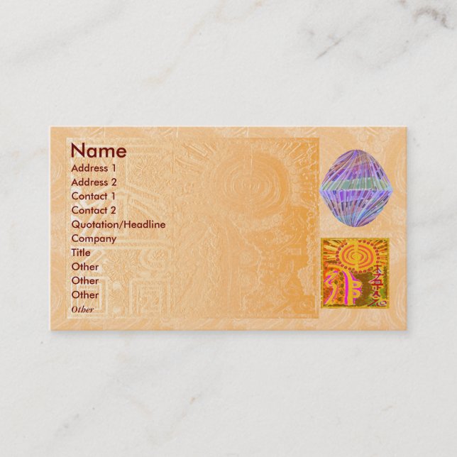 Carte De Visite REIKI Practioner - cristaux de pourpre du symbole (Devant)