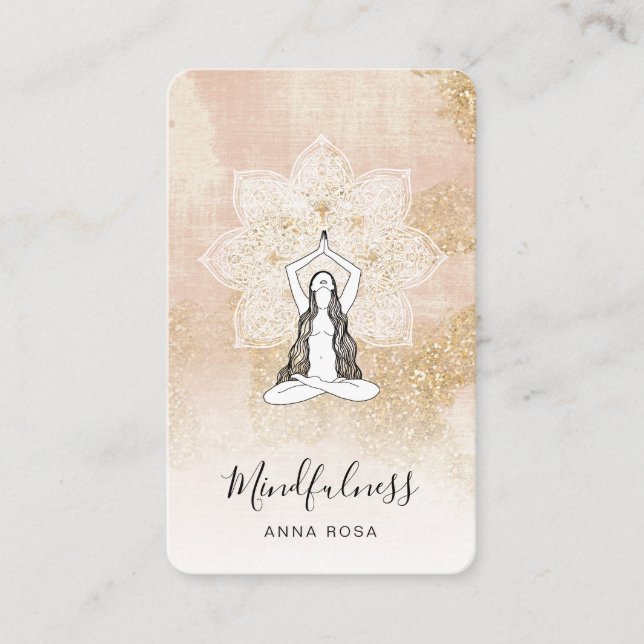 Carte De Visite *~* Reiki QR méditation Femme rose Mandala déesse (Devant)