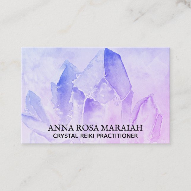 Carte De Visite *~* Reiki Yoga Crystal Cluster Healer Amethyst (Devant)