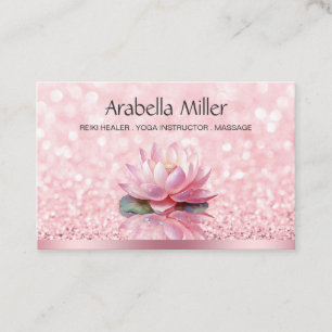 Carte De Visite Reiki Yoga Massage Bokeh Lotus Loyauté rose