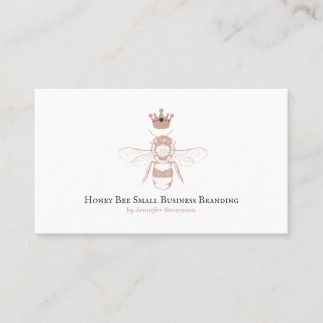 Carte De Visite Reine abeille couronne alvéole rose (Devant)
