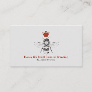 Carte De Visite Reine abeille couronne en nid d'abeille gris