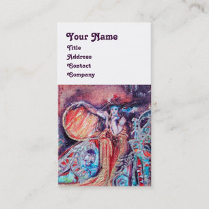 Carte De Visite REINE D'ARCADIE Rouge Jaune Bleu Imaginaire Argent