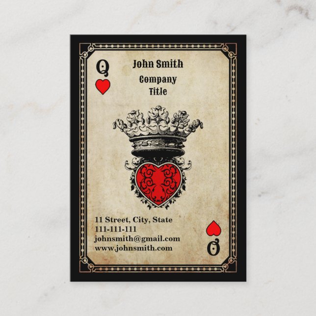 Carte De Visite Reine des cœurs Grunge (Devant)