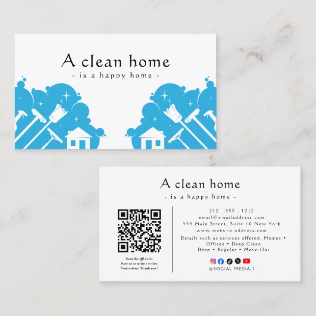 Carte De Visite Reliable Cleaning (Devant / Derrière)