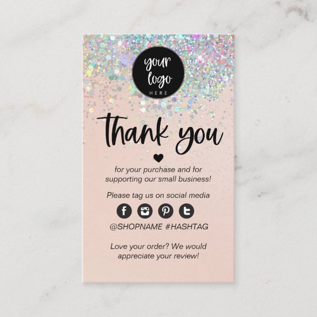 Carte De Visite Remerciement pour commande de Business Paillettes  (Devant)