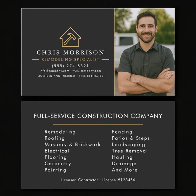 Carte De Visite Remodeling Specialist Photo Construction (Créateur téléchargé)