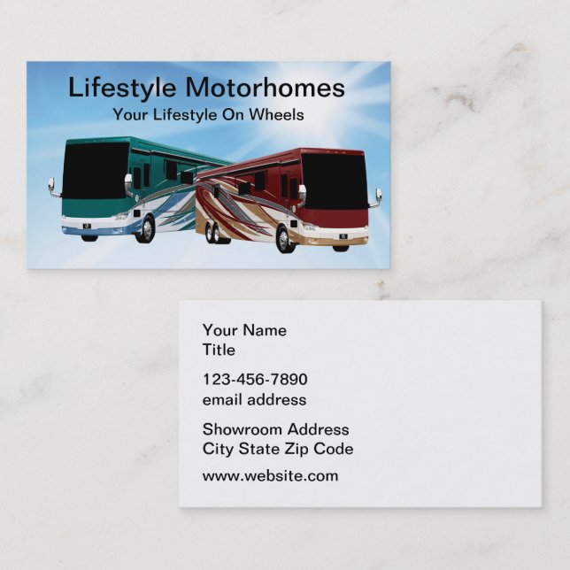 Carte De Visite Remorques RV Et Motorhomes (Devant / Derrière)