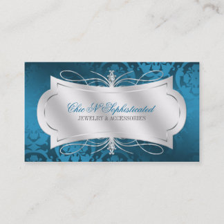 Carte De Visite Remous bleu somptueux de damassé de diamant