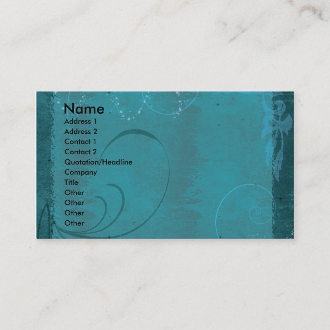Carte De Visite Remous et étincelles de KRW Teal (Devant)