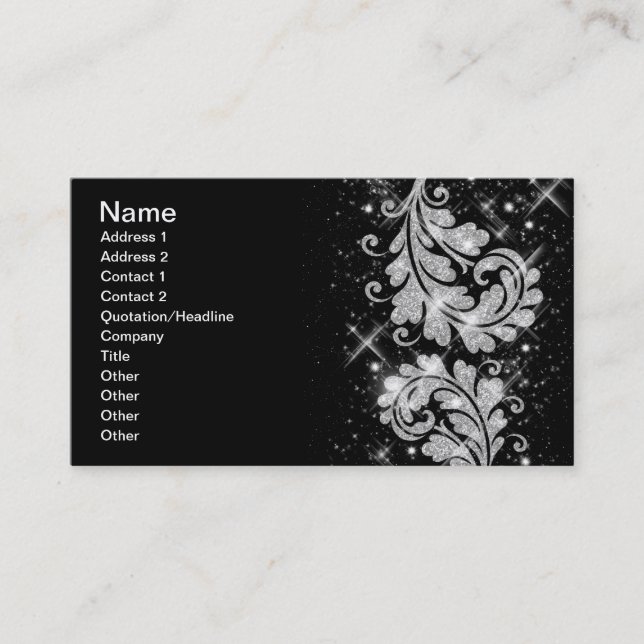 Carte De Visite Remous floraux d'affaires de parties scintillantes (Devant)