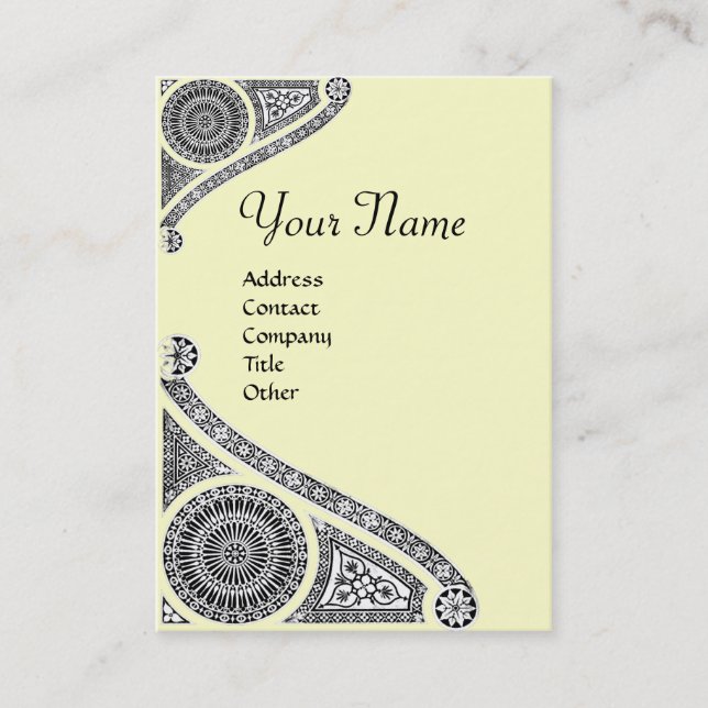 Carte De Visite RENAISSANCE ARCHITECTURE MONOGRAM 4 Black Creme (Devant)