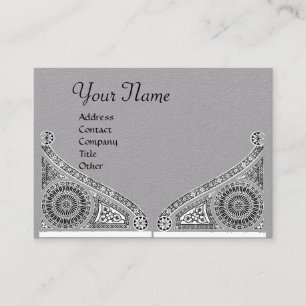 Carte De Visite RENAISSANCE ARCHITECTURE MONOGRAM, papier gris noi