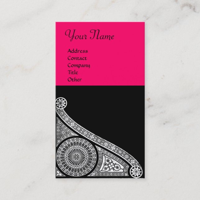 Carte De Visite RENAISSANCE Fuchsia noir et blanc rose (Devant)