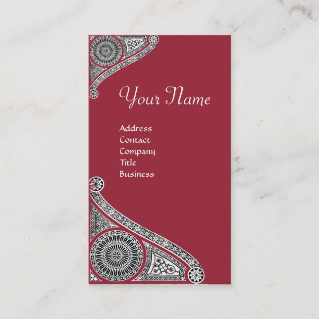 Carte De Visite RENAISSANCE MONOGRAM 4 Marsala Rouge (Devant)