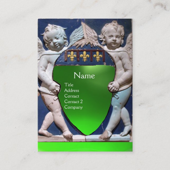 Carte De Visite RENAISSANCE PETITES ANGES MONOGRAM Émeraude verte (Devant)