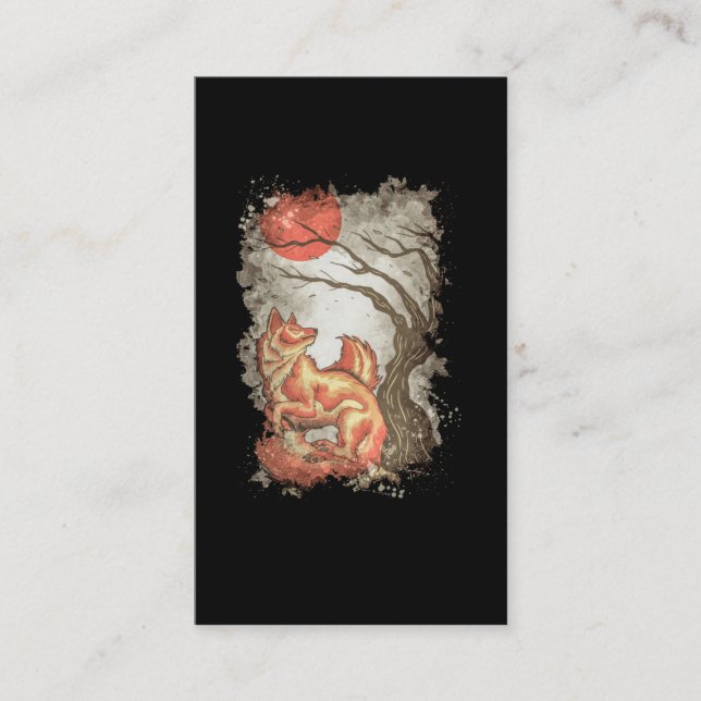 Carte De Visite Renard Beau arbre animal Lune Nature Lover (Devant)