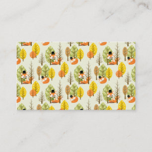 Carte De Visite Renard orange mignon Arbres d'automne Forêt Hipste
