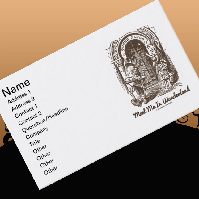 Carte De Visite Rencontrez-Moi À Wonderland Queen Alice Frog Doorw (Introduce yourself with Wonderland attitude with this "Meet Me In Wonderland" business card )