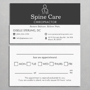Carte De Visite Rendez-vous au bureau du chiropraticien en soins d