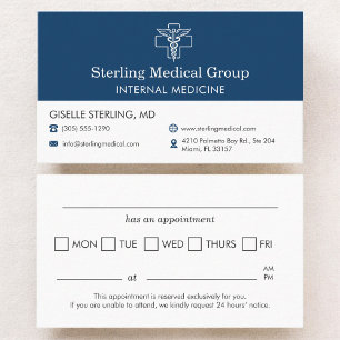 Carte De Visite Rendez-vous au cabinet de médecine interne