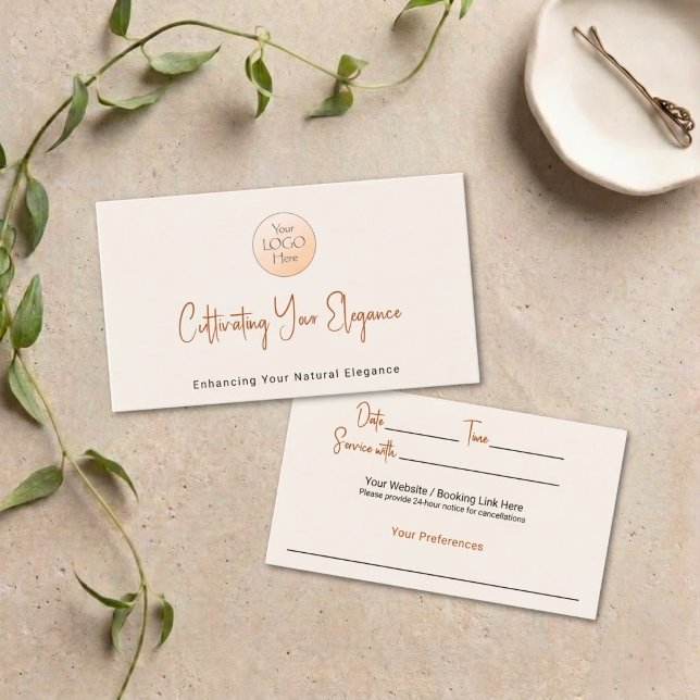Carte De Visite Rendez-vous au Studio de Coiffure Chic Cream Terra (Créateur téléchargé)