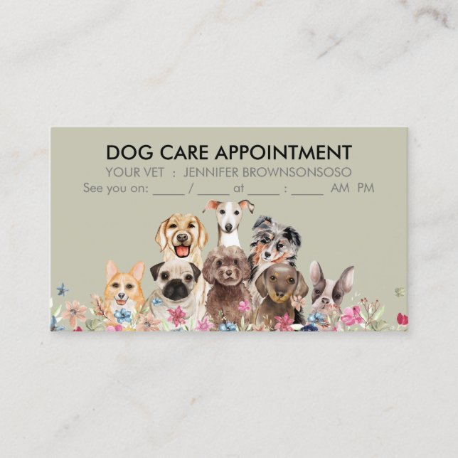 Carte De Visite Rendez-vous Boho Chic Chien Beige Mignon (Devant)