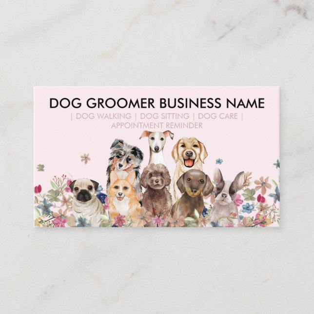 Carte De Visite Rendez-vous chez Blush Pink Dog Walker (Devant)
