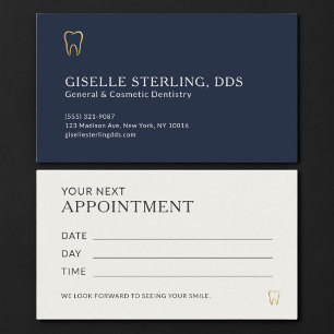 Carte De Visite Rendez-vous chez le dentiste Bleu marine et Or