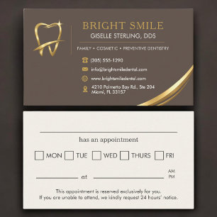 Carte De Visite Rendez-vous chez le dentiste Brown Gold Logo