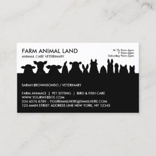 Carte De Visite Rendez-vous chez un animal de ferme noir Vétérinai