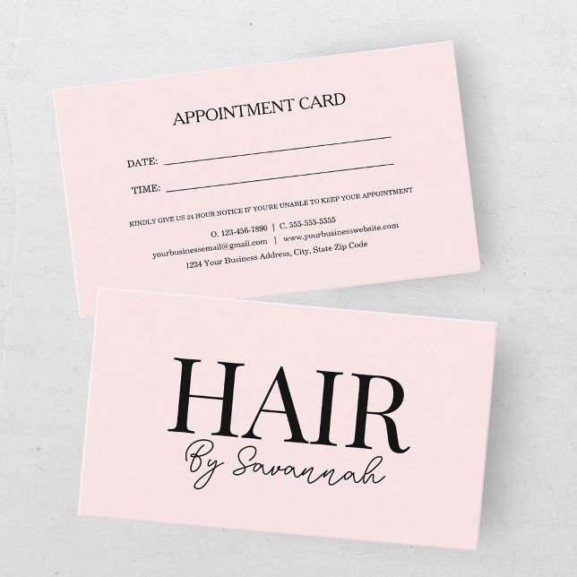 Carte De Visite Rendez-vous Coiffeur Moderne Rose Blush  (Créateur téléchargé)