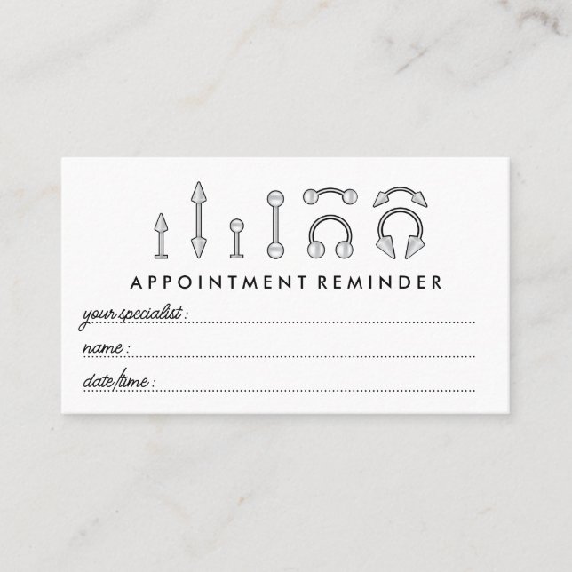 Carte De Visite Rendez-vous de bijoux en argent sterling pour pier (Devant)