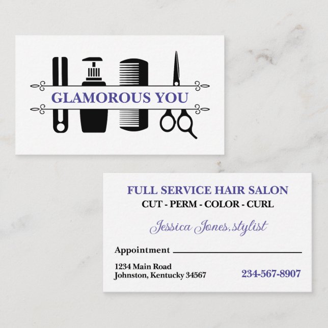 Carte De Visite Rendez-vous de coiffeur professionnel (Devant / Derrière)