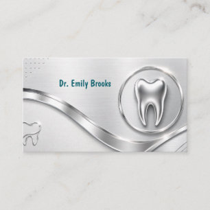 Carte De Visite Rendez-vous de dentiste d'affaires métallisé argen