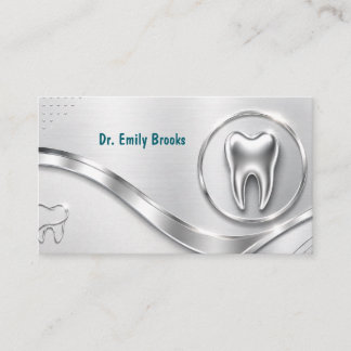 Carte De Visite Rendez-vous de dentiste d'affaires métallisé argen