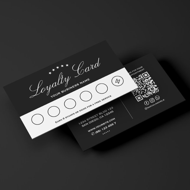 Carte De Visite Rendez-vous de fidélité minimal Punch noir blanc (Créateur téléchargé)