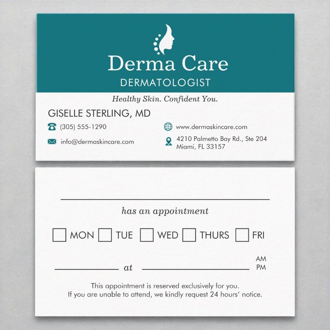 Carte De Visite Rendez-vous dermatologue du centre de soins de la  (Créateur téléchargé)