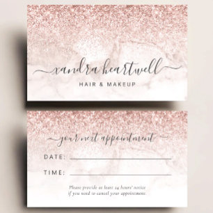 Carte De Visite Rendez-vous écriture scintillante Marbre Rose Gold