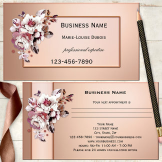 Carte de visite rendez-vous florale en rose gold c