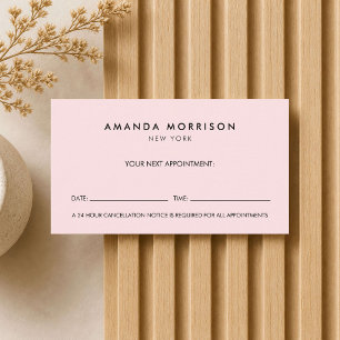 Carte De Visite Rendez-vous Luxueux Minimaliste Rose