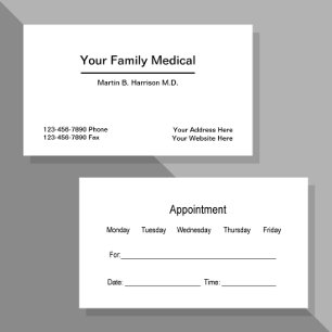 Carte De Visite Rendez-vous Médicale au cabinet
