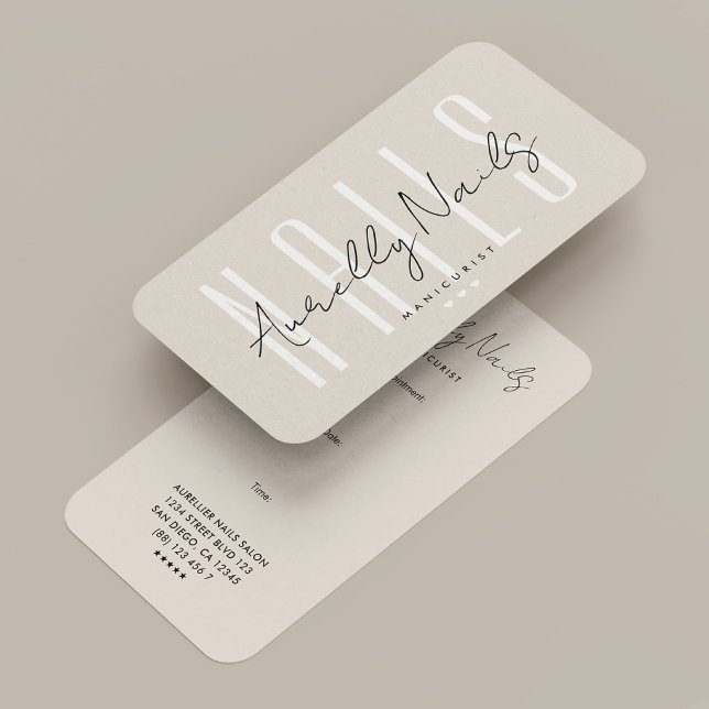 Carte De Visite Rendez-vous minimal pour manucure à ongles (Minimal Nail Tech Manicurist Sand Appointment Business Card
)