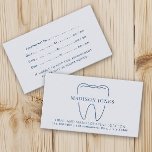 Carte De Visite Rendez-vous pour dentiste bleu classique minimal