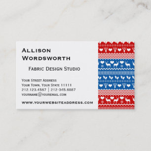 Carte De Visite Renne, flocons de neige et mitaines de chandail de