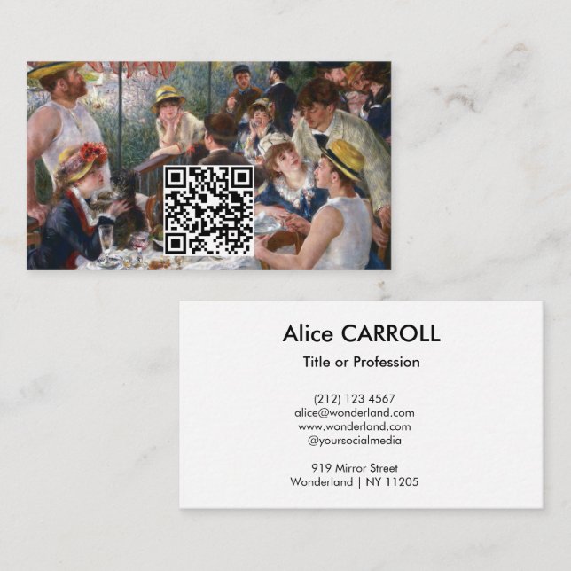 Carte De Visite Renoir - Déjeuner de la fête nautique - Code QR (Devant / Derrière)